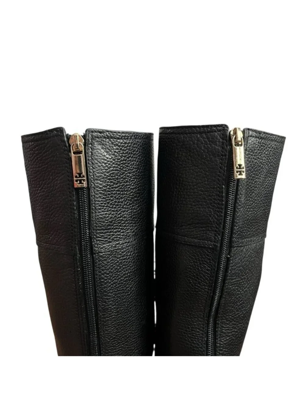 Tory Burch Jenna Black Leather Tall Heeled Boots Women's 9.5